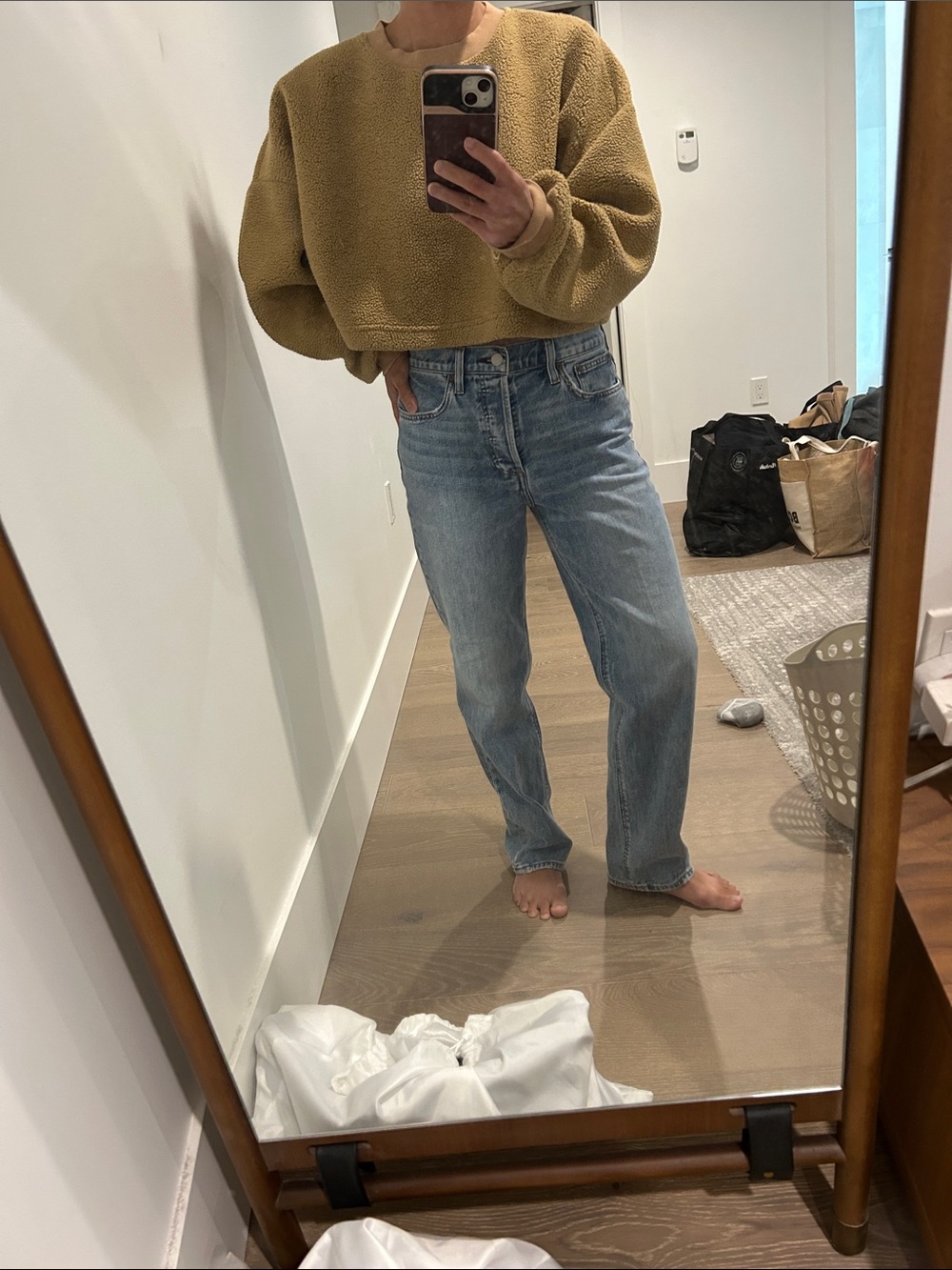 Cropped Fuzzy Fleece Sweater